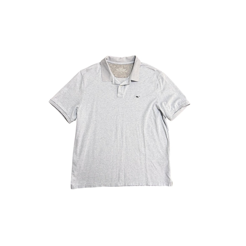 Vineyard Vines Polo Shirt Mens Large Blue Edgartown Stretch Knit Whale Logo